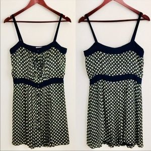 Milly New York Navy Silk Polka Dot Pleated Dress